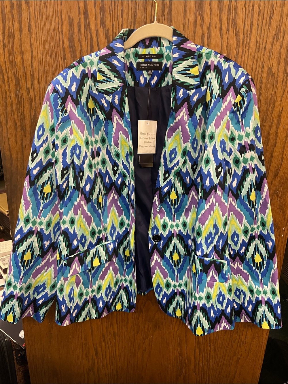 Jones New York Women’s Curacao Single Button Colorful Blazer Jacket 22W NWT